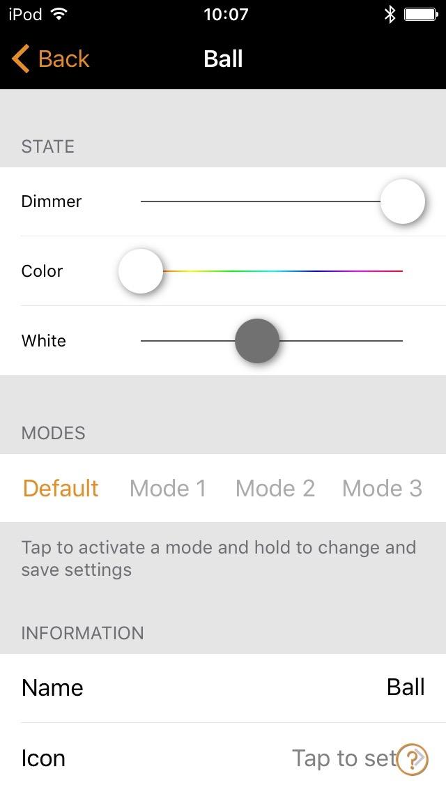 There is also the possibility to add different modes to the luminaire. Modes can be different dimming levels, colours or colour temperatures.