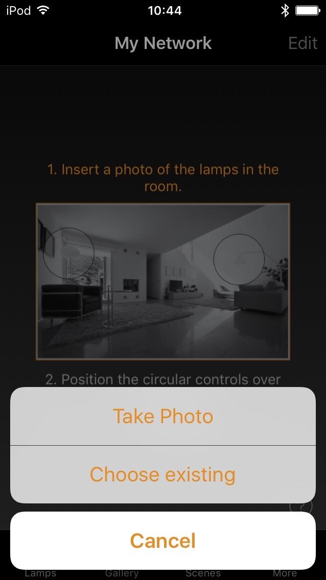 To add the first picture tap on the orange text and choose whether you want to take a photo or use existing picture from your device s gallery.