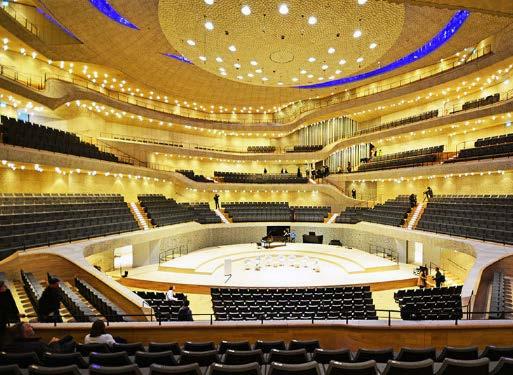 However, the stages in these large concert halls are wider than 18 m and deeper than 12 m resulting in a floor area above 250 m 2.