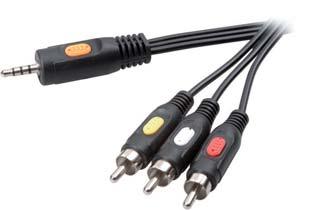 video connections are supported - Signal direction set by selector switch - Set consists of: Connection lead, 3 x RCA plug <-> 3 x RCA plug