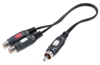 Audio RCA/RCA 3/33-N 0.2 m ctn qty. 5 EDP-No. 41025 Y adapter RCA /2xRCA RCA socket <-> 2 x RCA plugs - To adapt a mono RCA connection to two RCA sockets, e.g. for sub-woofer 3/36-N 1 piece ctn qty.