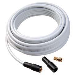 44063 SAT connection set, white - 75 Ohm - Triple shielded - Screening efficiency: 110dB (class A - according EN50117) - Compliant with DVB, feedback channel, triple play - Coaxial cable with one