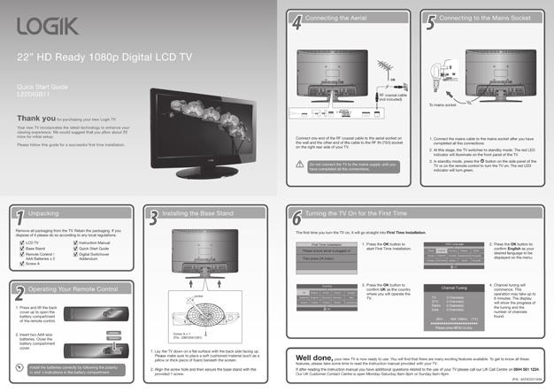Read all the safety instructions carefully before use and keep this instruction manual for future reference. Preparation Unpacking the TV Remove all packaging from the TV.
