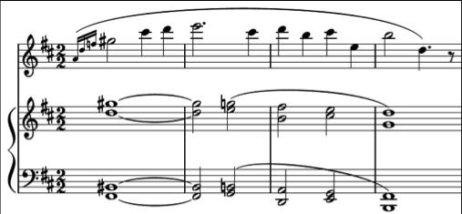 It is interesting that Prokofiev finally follows traditional voice leading in the section in which he creates motion through the melodic line over short motives and dissonance.