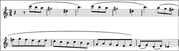 The most prevalent motive is made of three short rising eighth notes (see table 2.1). This motive is varied in numerous ways such as through the expansion of this motive to create a longer line.