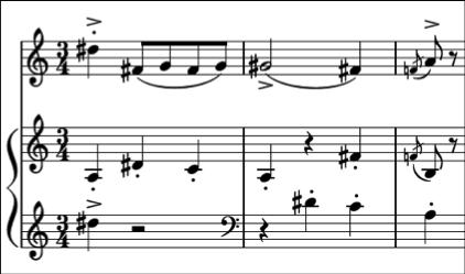 even when it is on a weak beat. All these elements contribute to the overall line which allows for the #4 to lead smoothly to the dominant arrival in measure thirteen. Within the b section (mm.