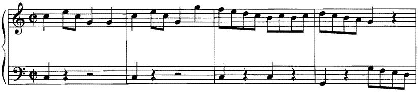 CSMTA Achievement Day Theory Level 12 Practice 2 Treble Clef Page 3 of 3 4. In the following common-chord modulation, write the keys and Roman numerals. (6x4pts=24) Spiritoso from Sonatina, Op.36, No.