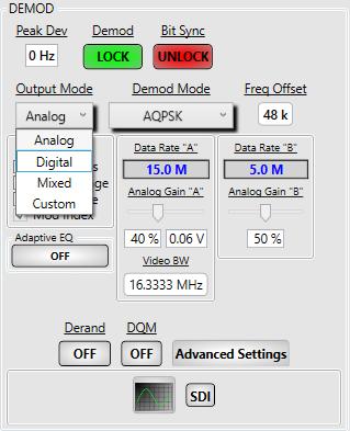 Selection of Custom output mode allows the user to select analog or digital (Clock and Data) outputs on each of the four video outputs. Figure 10-40 depicts the Output Mode selections.
