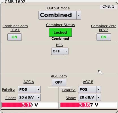 2 windows to activate this feature (ON), which is typically used to balance the CH1 and CH2 noise floors for optimum combiner and mission performance.
