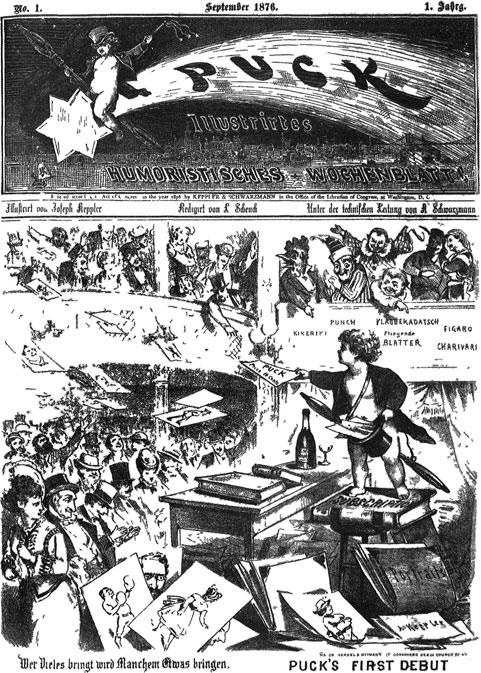 Participating in Global Affairs: The Chinese Cartoon Monthly Shanghai Puck 369 Fig. 1 Cover of the first New York edition of the American Puck. Cartoon by Joseph Ferdinand Keppler.