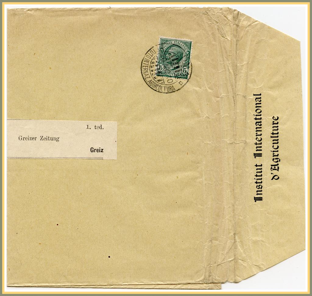 1. Barred Circle Device (IIA.S1A) 1910 Institute mail included not only first class letter mail, but also reports and other printed matter which was sent at the then prevailing postage rates.