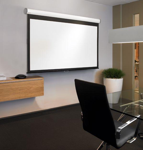 The screen can be mounted on the wall or in the ceiling and comes in a variety of formats; 1:1, 16:9 and 16:10.