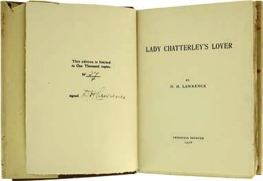 blackwell S rare books Item 131 131. Lawrence (D.H.) Lady Chatterley s Lover Florence: Privately printed [by the Tipografia Giuntina,] 1928, FIRST EDITION, 27/1,000 COPIES, pp.