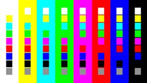 13. Colorbar Delay The Colorbar Delay pattern provides a sequence of standard 100% color bars with a full set of smaller color squares within each bar.