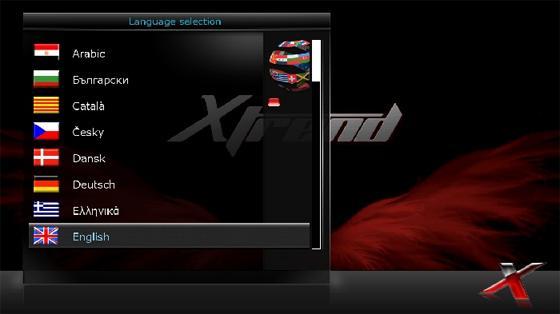 Step 2. Language Selection Xtrend provides various languages and here you can choose the main language for your Xtrend box. Use UP/DOWN key to scroll up and down to find the language you want.