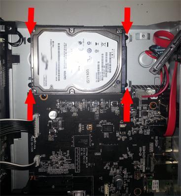 3. Insert the HDD bracket into the case of ET7500 as in the image below.
