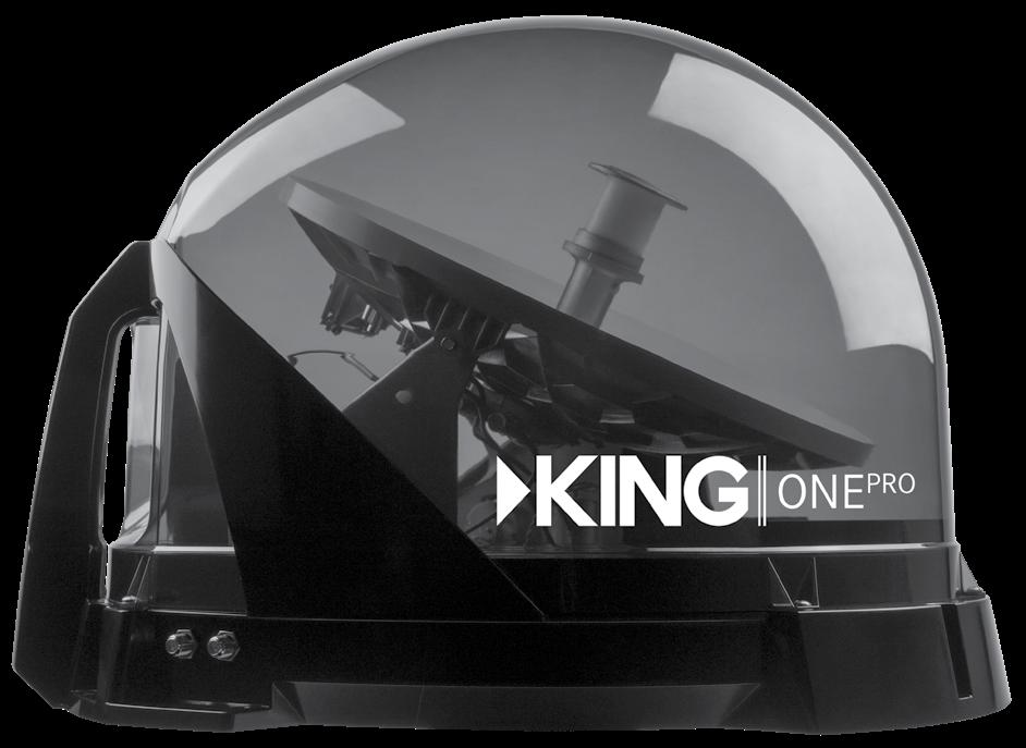 The KING One Pro works with DIRECTV, DISH, and Bell