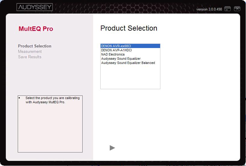 The MultEQ Pro application screens that follow are common to most Audyssey Installer- Ready products.