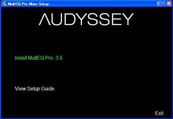 Setup Before Customer Installation Installing MultEQ Pro - Main Setup Insert the MultEQ Pro CD included in your Audyssey Installer Kit into your PC s CD-ROM drive. Install Microsoft.