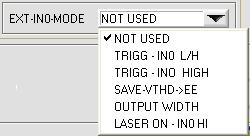 CMOS line sensor OP-MODE: List selection field for setting the operating mode at the CMOS pixel line sensor.