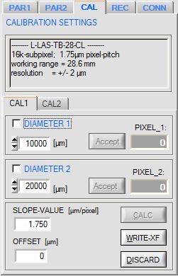 6 Two-point calibration Tab CAL-CALIBRATION: A click on the CAL button opens the CALIBRATION window.