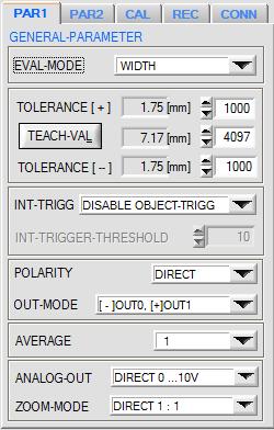 3.1 Control elements of the L-LAS-TB-Scope software: Tab PAR1: A click on PAR1 opens the PARAMETER-1 window, where various general parameters at the control unit can be set. Attention!