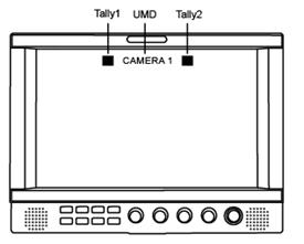 command, the monitor will display as: User can set the character and color of the UMD and the color of Tally1 and Tally2. Please see 5.