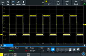 Due to the high-performance FFT functionality of the R&S RTB2000 oscilloscopes, signals can be analyzed with up to 128 kpoints.