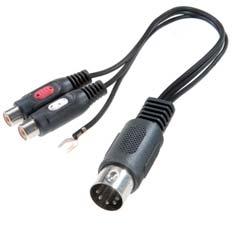 41072 Adapter DIN / RCA DIN 5 pin plug (3+5) <- 2 x RCA sockets - To adapt an RCA connection from CD, tuner etc.