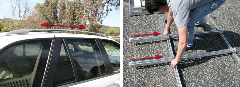 Below are the steps required to place the system on most vehicle roof racks.