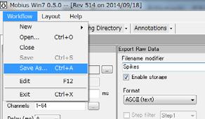 File names can be modified by directly typing them into the Filename modifier box. 2. Select channels, Trace No, trace time for the saving in the [Replay Raw Data] module.