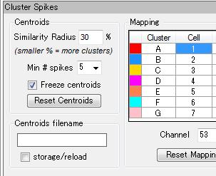 3-3. Replay and analysis of acquired data Computing spike frequencies for sorted spikes In the Spike_sorting(_filter) workflow template, [Compute Spike Freqs] is under the [Cluster Spikes] module.
