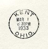 KENT DT Die B -- OHIO followed by period 600 1928 0313 1935 0321 This cancel represents the use of the