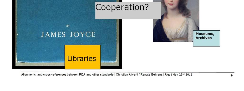Talking with metadata specialists from other cultural organisations, like archives, we often notice that our colleagues think the librarians want to take over archival standards.