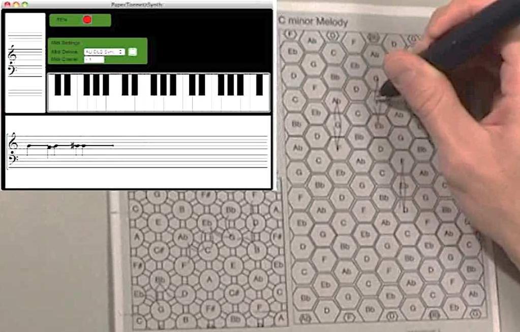 PaperTonnetz: Supporting Music Composition with Interactive Paper Figure 1: Using the paper interface with the digital pen to create and listen musical sequence on the computer.