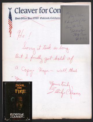 10. Cleaver, Eldridge. Soul on Fire (signed, with ANS tucked in). Waco, TX: Word Books, 1978. First edition. 240pp.