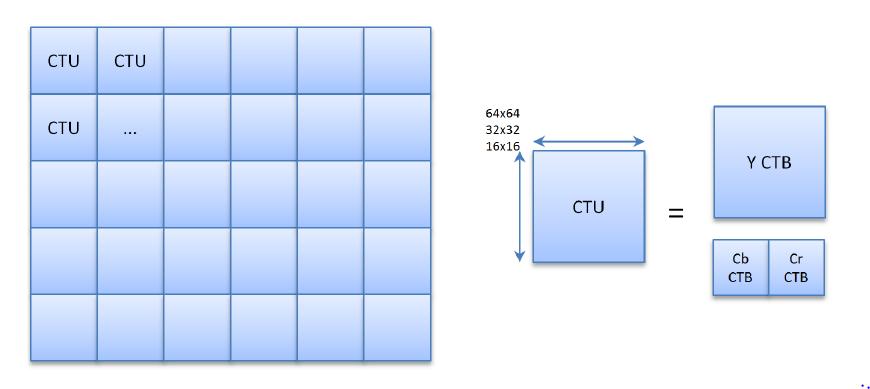2.3. Picture Partitioning The previous standards split the pictures in block-shaped regions called Macroblocks and Blocks.