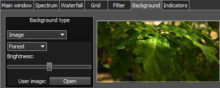 Background type - spectrum scope background type menu: Solid, Gradient, Image. Choose in the Background type menu spectrum scope background render type.