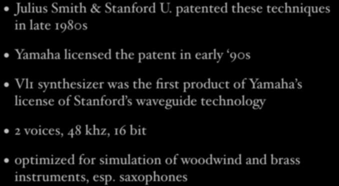 Yamaha VL1 Synthesizer Julius Smith & Stanford U.