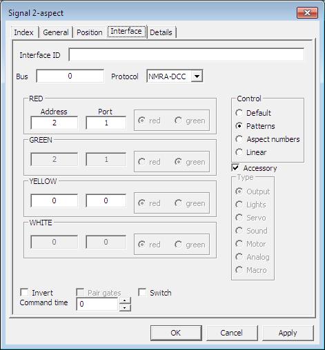 In RocRail the addressing expects you to be using a NMRA 4-output accessory decoder using decoder addressing mode so the address referred to is the NMRA Decoder address and the port number is the