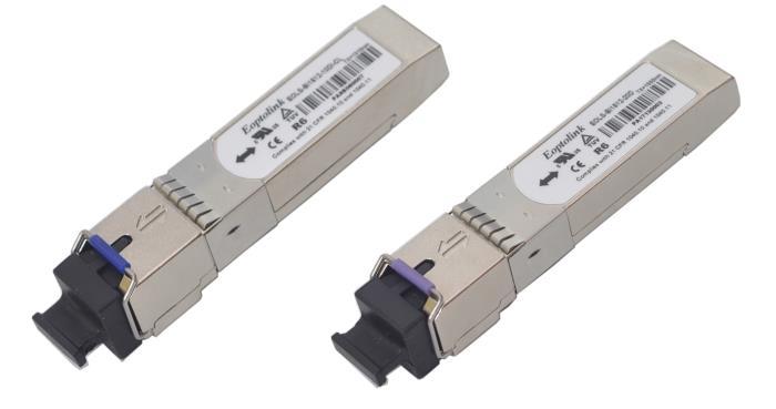 EOLP-BI1696-XAD & EOLP-BI1696-XDA Series Tx: 1270nm/Rx: 1330nm BIDI SFP+ Transceiver for 10GbE Tx: 1330nm/Rx: 1270nm BIDI SFP+ Transceiver for 10GbE RoHS 6 Compliant Features Operating data rate up