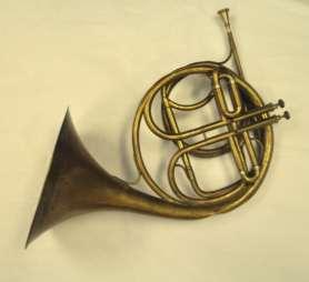= 220 Max L = 510 600 Goudot jeune, Paris The earliest valved horn in the Bate Collection display.