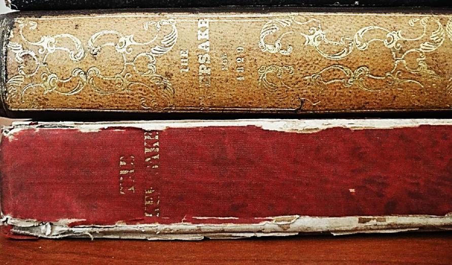 THE KEEPSAKE (1828 & 1829) The 1828 volume is the first of a famous Romantic literary annual, containing dedicatory and illustrative material and representing common formats for literary publishing