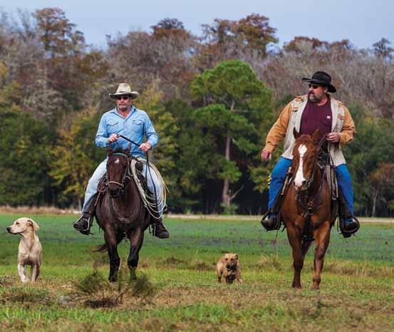 Top, from left, Kevin Allbritton, the Yarboroughs cowboy, who has become part of the family and, says
