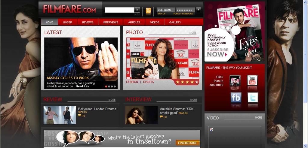 Filmfare Website