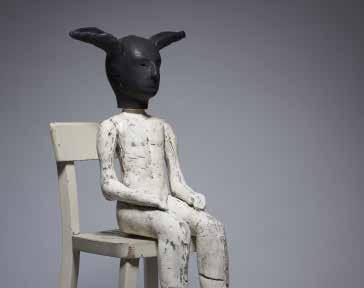 Rara Avis: Seated Man with Black Ears, 2015, stoneware, 72 x 34 x 48 cm Photo by Sylvain Deleu Brown is not concerned with naturalistic representations of the human body.