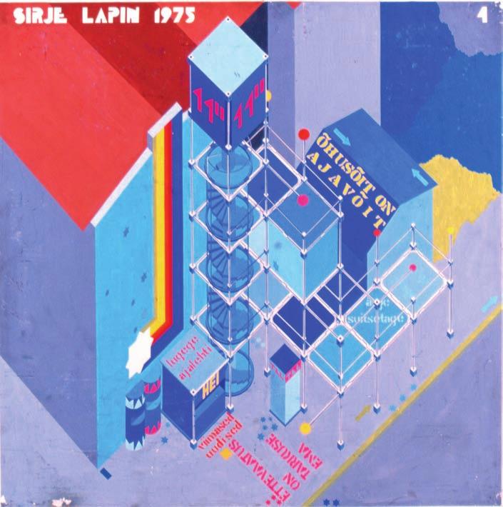 34 2. Sirje Runge (Lapin). Tallinna kesklinna miljöö kujundamise võimalusi. Planšett 4 (1975). Guašš, papp. Eesti Arhitektuurimuuseum.