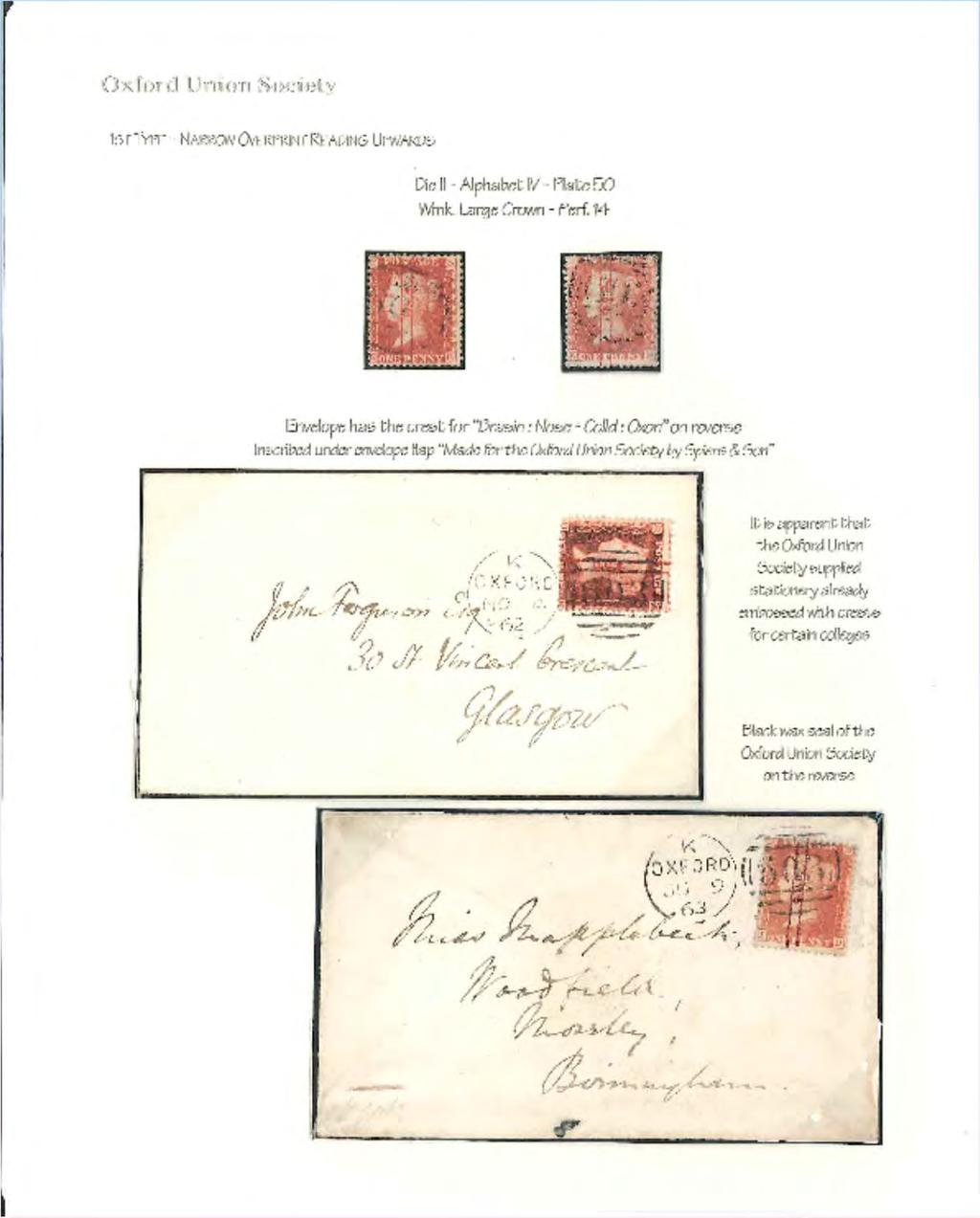 Oxford Union Society was permitted to overprint normal postage stamps