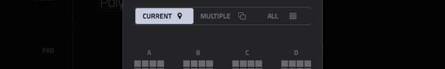 Tap the location icon at the top of the screen (between the Track and Pad fields) to open the Edit Zones window, which is a feature for drum tracks.