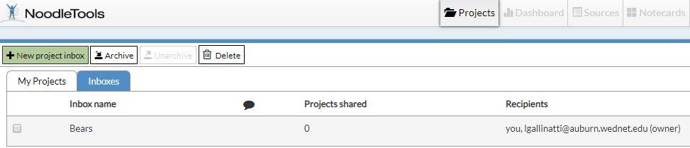 To Create Project INBOX (teachers) 3. Pick +New Project Inbox 1.Select Project Tab 2.
